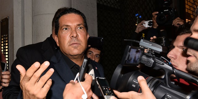 Joe Tacopina ,President of Bologna FC of italian serie A football league, questioned by journalists during his visit at the city on June 9, 2015 in Bologna, Italy.