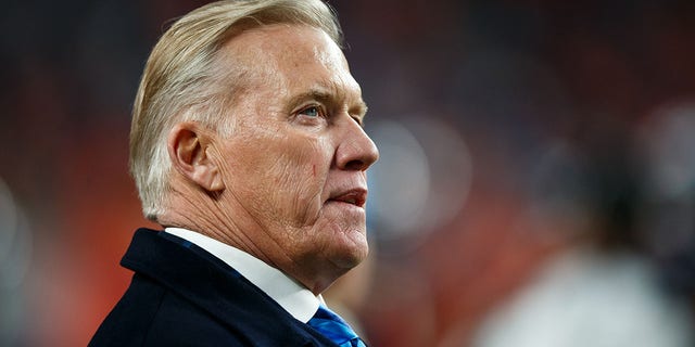 John Elway during the game between the Denver Broncos and the Los Angeles Chargers at Empower Field at Mile High on Dec.  1, 2019, in Denver, Colo., stands on the sideline during the fourth quarter of the game.