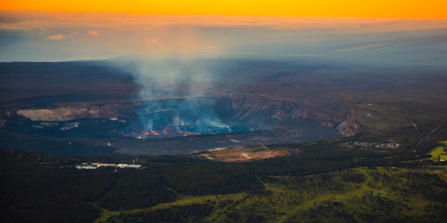 Lava erupts in the Halemaʻumaʻu Crater of the Kilauea Volcano