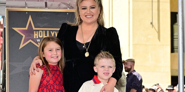 Kelly Clarkson and her kids at the Hollywood Walk of Fame ceremony