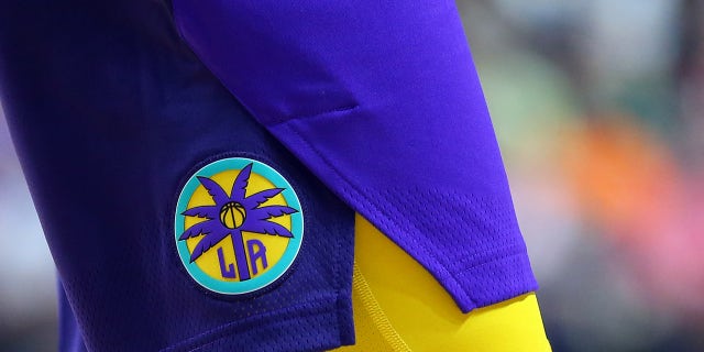 The Los Angeles Sparks logo on a pair of game shorts during the Sun game on June 6, 2019, at Mohegan Sun Arena in Uncasville, Connecticut.