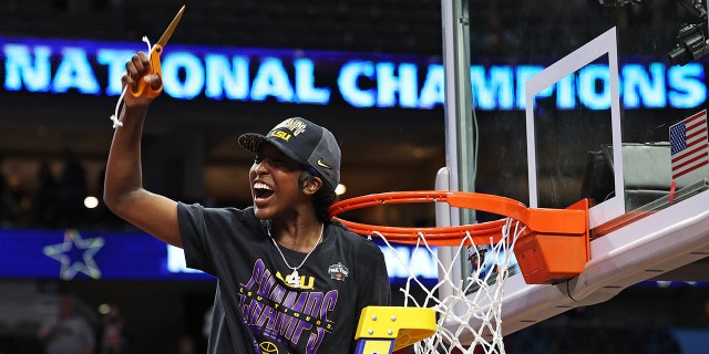 LSU to accept Joe Biden’s invitation to White House after Angel Reese suggests celebrating title with Obamas Flau'jae Johnson of the LSU Lady Tigers cuts down a piece of the net after defeating the Iowa Hawkeyes 102-85 in the 2023 NCAA Tournament championship at American Airlines Center April 2, 2023, in Dallas, Texas.