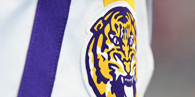 The LSU Tigers logo on a pair of shorts during the second round of the NCAA Tournament against the Maryland Terrapins at VyStar Veterans Memorial Arena on March 23, 2019 in Jacksonville, Florida. 