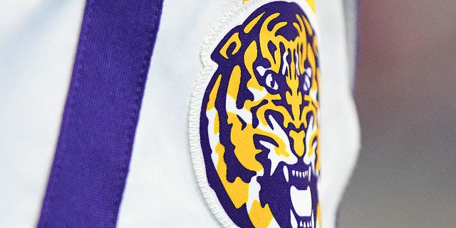 The LSU Tigers' logo on a pair of shorts during the second round of the NCAA Tournament against the Maryland Terrapins at the VyStar Veterans Memorial Arena March 23, 2019, in Jacksonville, Fla.Â