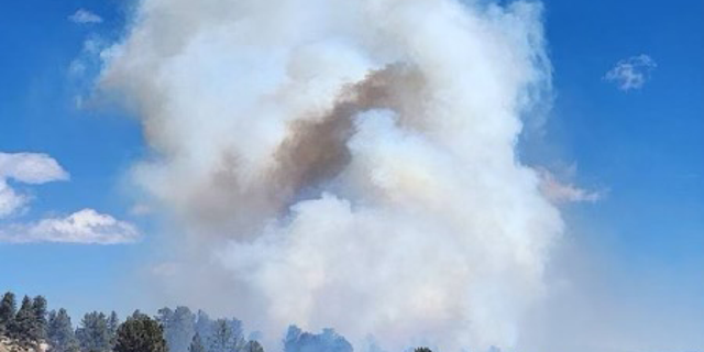 A large plume of smoke from the 403 fire in Colorado.