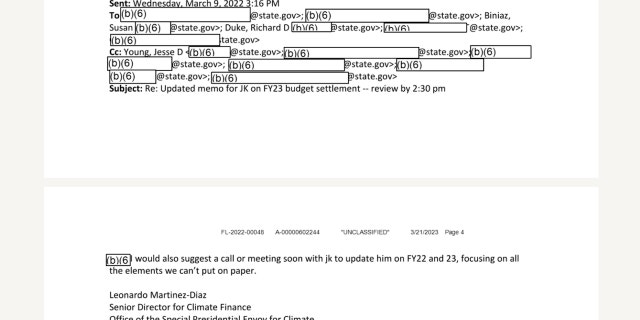 Leonardo Martinez-Diaz, a former senior director for climate finance in Kerry's office, suggests a budget briefing over the phone or in person to discuss "all the elements we can’t put on paper."