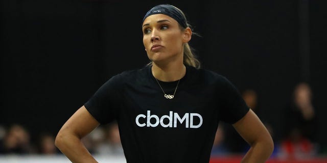 Lolo Jones looks on during the New Balance Indoor Grand Prix at Reggie Lewis Center in Boston on Jan. 25, 2020.