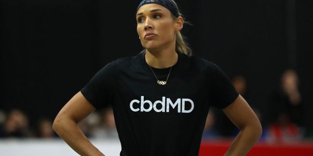 Lolo Jones looks on during the New Balance Indoor Grand Prix at Reggie Lewis Center in Boston on Jan. 25, 2020.