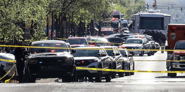 The police response to the scene of the shooting in Louisville, Kentucky.