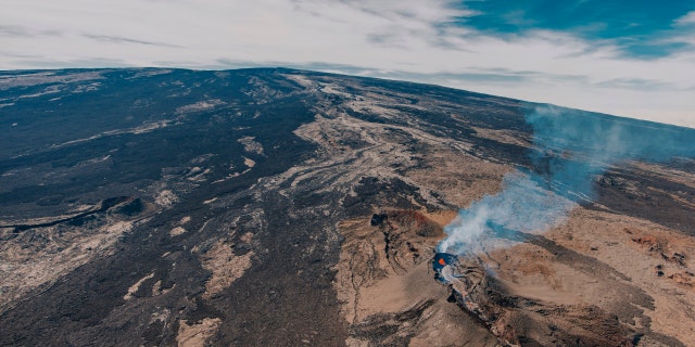 An aerial view of the Mauna Loa volcano