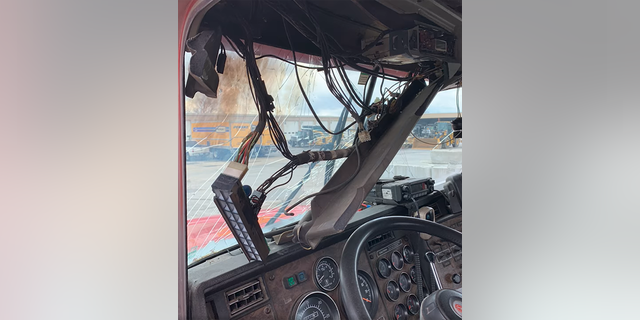 Greene County Highway Department truck damaged by lightning.