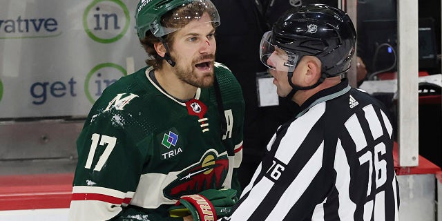 Marcus Foligno accompanied to the penalty area