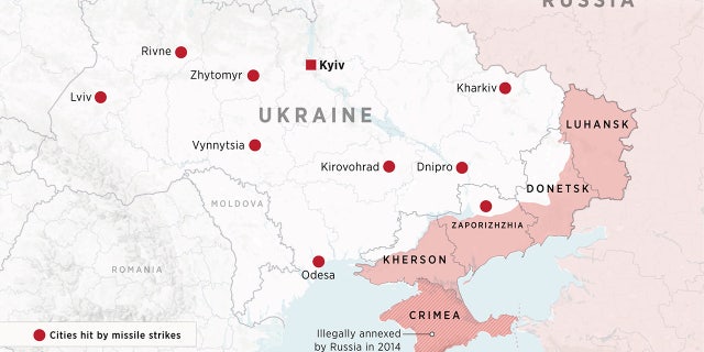 An infographic shows the Zaporizhzhia region positioned north of the Sea of Azov and in between the Donetsk region to the east and Kherson region to the west. 