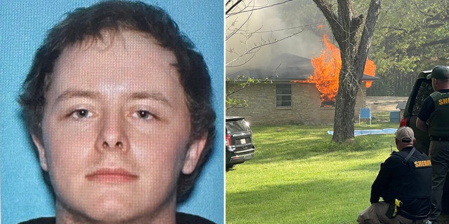 Split image of Mississippi inmate Dylan Arrington and house fire where he is believed to have died