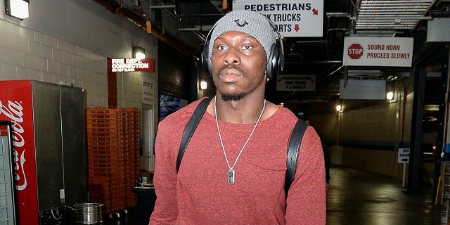 FILE- Atlanta Falcons defensive back Phillip Adams arrives for an NFL football game against the Tennessee Titans on Oct. 25, 2015, in Nashville, Tenn.