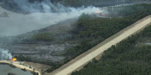 Smoke from a New Jersey fire seen in an aerial shot