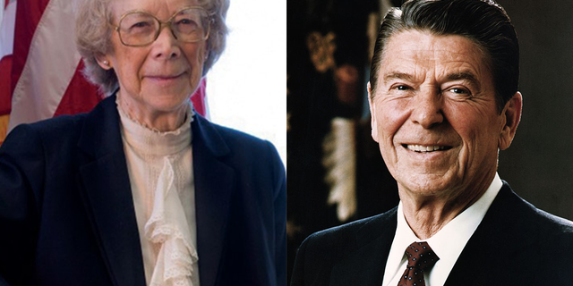Judge Pauline Newman and President Reagan