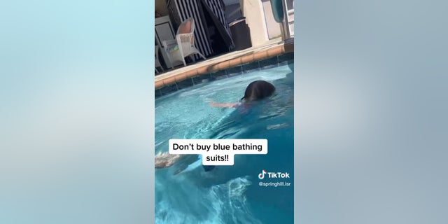 Nikki Scarnati said choosing to purchase a blue-color bathing suit could be a fatal mistake, as it's a difficult color for people to spot in a blue swimming pool, where the water also appears to blend in.