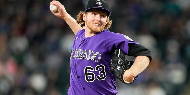 Colorado Rockies starting pitcher Noah Davis lasted five innings and struck out five during the Mariners game, Sunday, April 16, 2023, in Seattle.