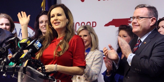 State Rep. Tricia Cotham announces she is switching to the GOP at a news conference Wednesday, April 5, 2023, at the North Carolina Republican Party headquarters in Raleigh.