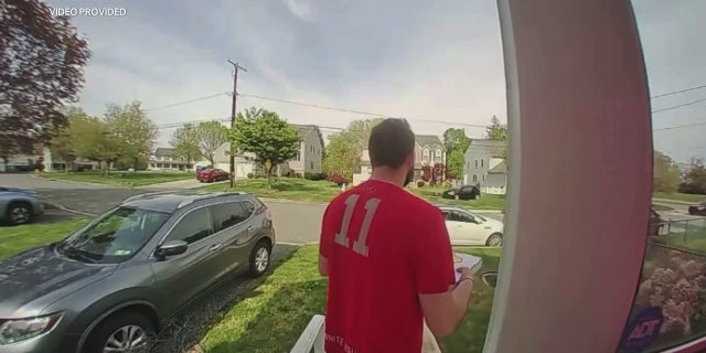 Tyler Morrell was delivering a pizza to a homeowner when he spotted a car driving across a front lawn while fleeing police.