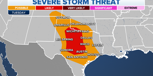 Severe storms forecast in the Plains on Tuesday