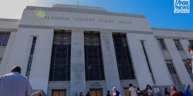 Supporters of Alameda County DA, Pamela Rice gather at a rally outside of Alameda County Courthouse