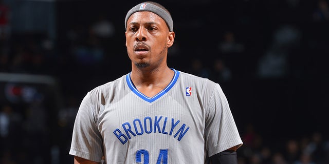 Paul Pierce of the Nets against the Detroit Pistons on April 4, 2014, at the Barclays Center in Brooklyn.