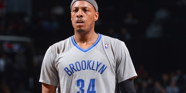 Paul Pierce of the Nets against the Detroit Pistons on April 4, 2014, at the Barclays Center in Brooklyn.