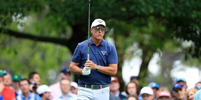 Phil Mickelson of The United States plays his tee shot on the fourth hole during the second round of the 2023 Masters Tournament at Augusta National Golf Club on April 07, 2023, in Augusta, Georgia.