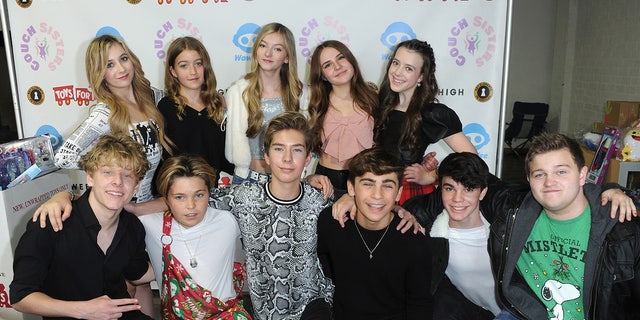 Piper Rockelle and some of her former co-stars pose at a toy drive