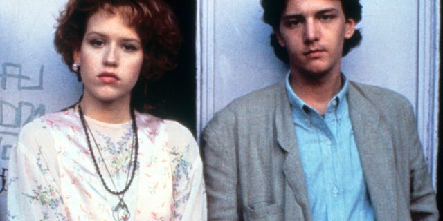 Jon Cryer, Molly Ringwald and Andrew McCarthy on set of "Pretty In Pink" 1986.