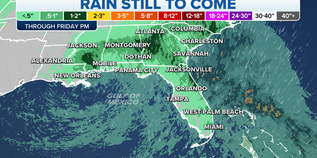 Rain still forecast through Friday night in and around Florida