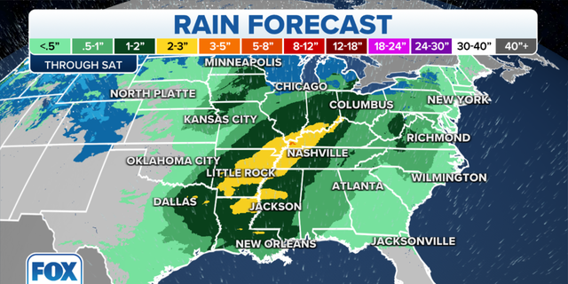 Rain forecast through Saturday in the Southeast