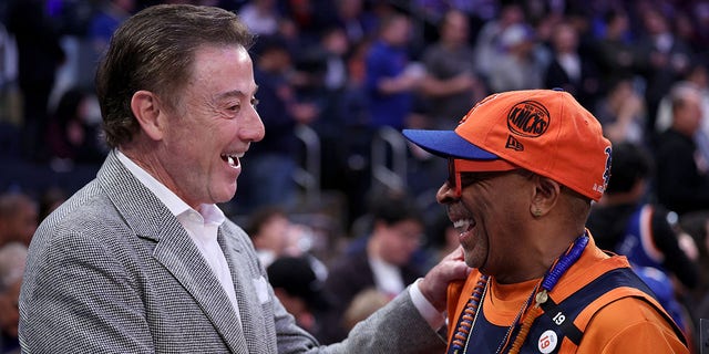 Rick Pitino chats with Spike Lee