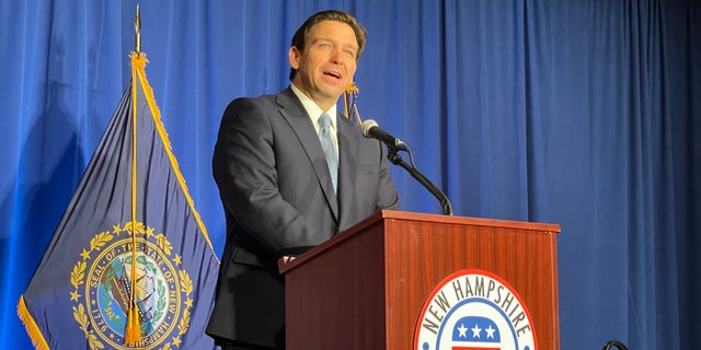 Florida Gov. Ron DeSantis headlines the New Hampshire GOP's annual fundraising gala, on April 14, 2023 in Manchester, NH