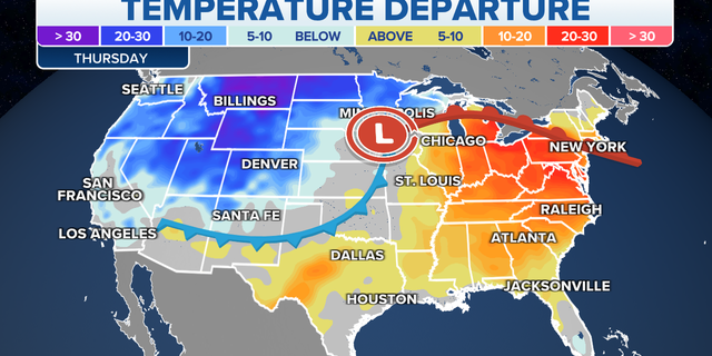 Temperatures across the U.S. on Thursday