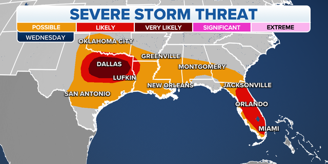 The threat of severe storms in the Gulf Coast and Southeast