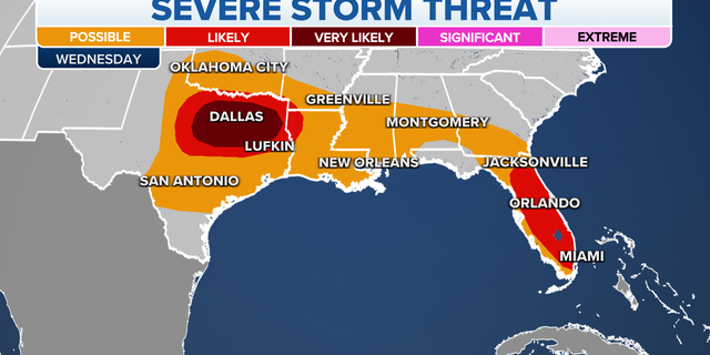 The threat of severe storms in the Gulf Coast and Southeast