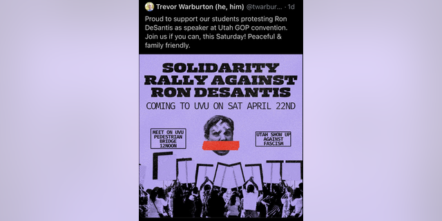 Professor's flier calling for Ron DeSantis protest