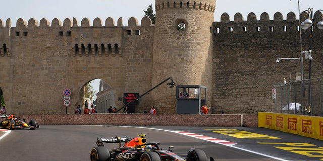 Sergio Perez moves around the track