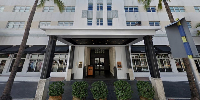 The front entrance to the Setai in Miami Beach, seen from the street in June 2022. Security guards found a 34-year-old woman dead in a waterfront suite on March 30, 2023.