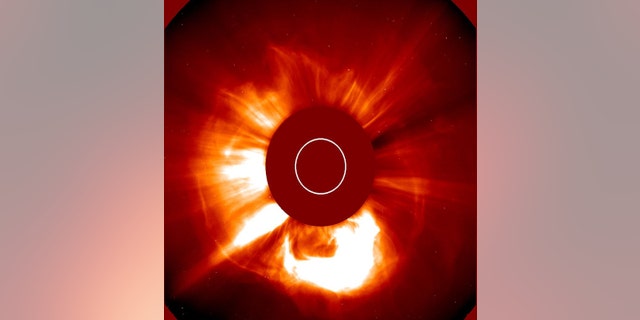In this handout from the Solar &amp; Heliospheric Observatory, a major solar eruption is shown in progress Oct. 28, 2003. 
