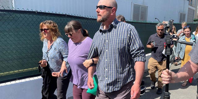 Relatives of Jack Teixeira leave the John Joseph Moakley United States Courthouse, in Boston, on April 14, 2023.