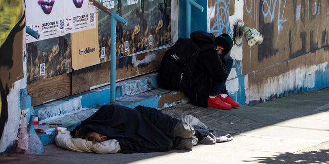 Homeless tents are seen in the Tenderloin District