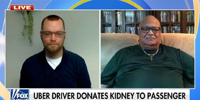 Tim Letts (left) worked as a weekend Uber driver in 2021. One day, he met William Sumiel, Jr. (right), who was in need of a kidney transplant. After hearing his story, Letts decided to put his name in as a potential organ donor.