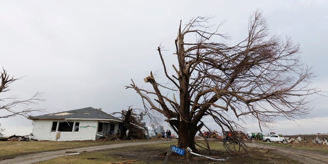 A home on the 19000 block of Wapello Keokuk Road, about 1.5 miles southeast of Martinsburg, Iowa, was severely damaged in a severe weather storm, Friday, March 31, 2023. 