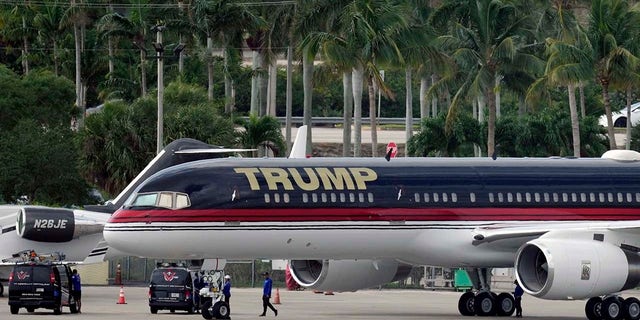 Donald Trump's private jet prepares to ferry the former president to New York for his expected arraignment.