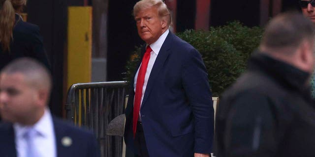 Trump arrives at Trump Tower in New York City on Monday.