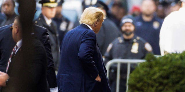 Former U.S. President Donald Trump arrives at Trump Tower, after his indictment by a Manhattan grand jury following a probe into hush money paid to porn star Stormy Daniels, in New York City, U.S April 3, 2023.